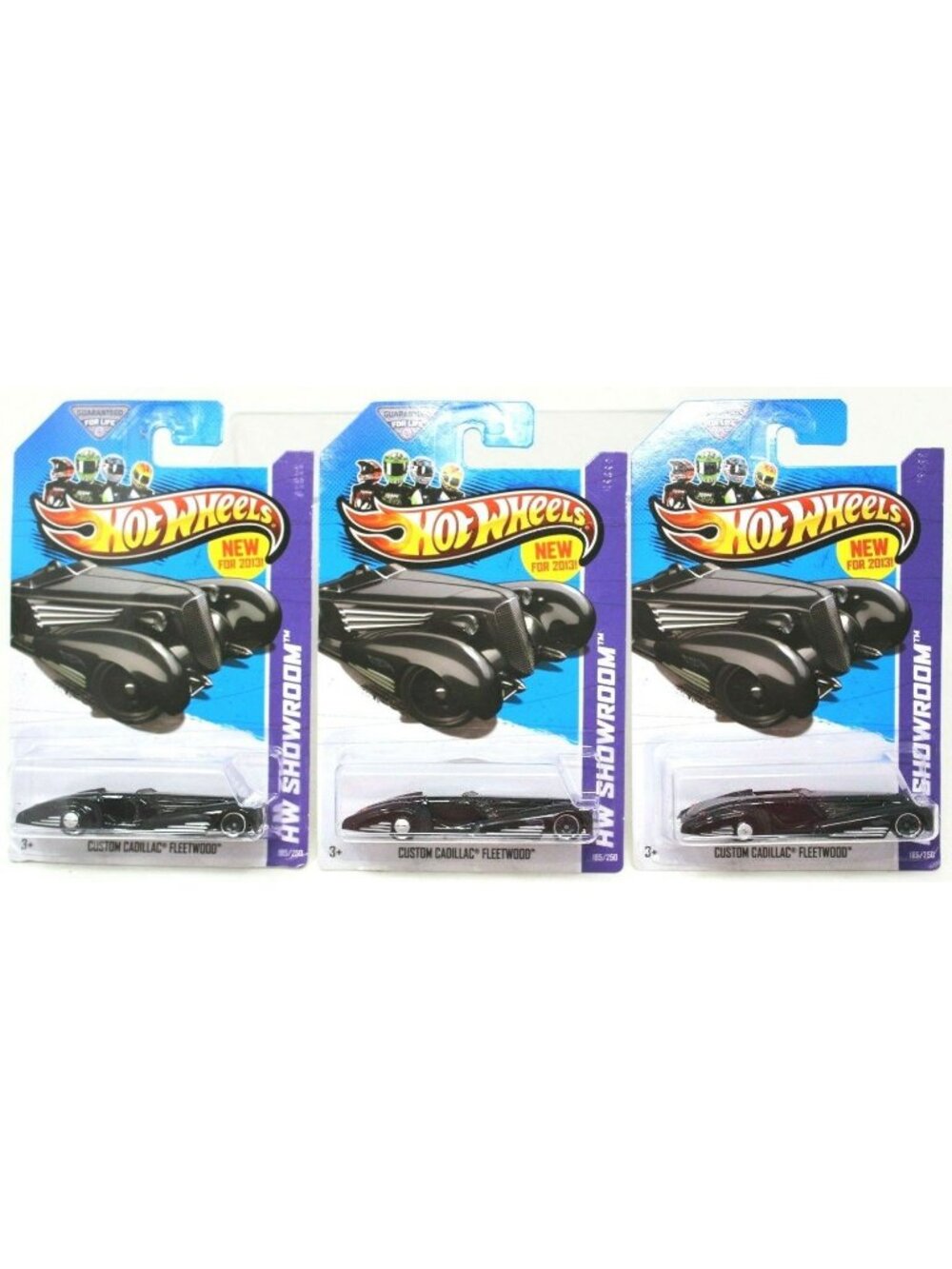 3 Hot Wheels Cadillac Fleetwood Custom HW Showroom 2013 Lot  Black #D-18